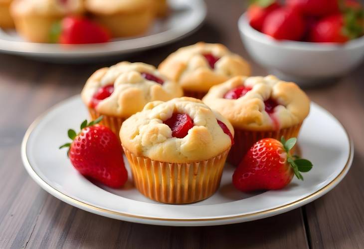 Warm Strawberry Muffins with Fresh Berries on a Plate